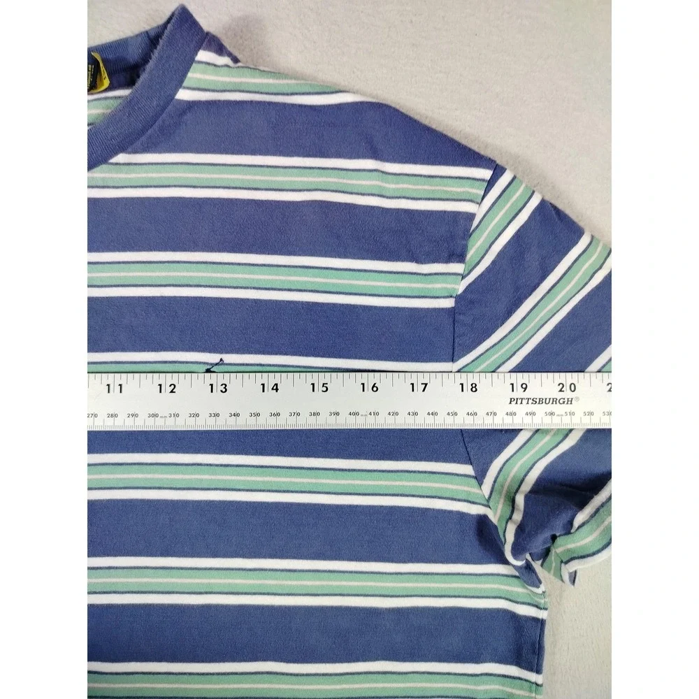 Polo Ralph Lauren Shirt Mens Medium Blue Striped Classic Fit Logo Tee Preppy